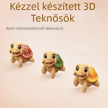 Gyanta teknős bonsai kerti dekoráció, pasztorális stílusú mini táj, karton csomagolás