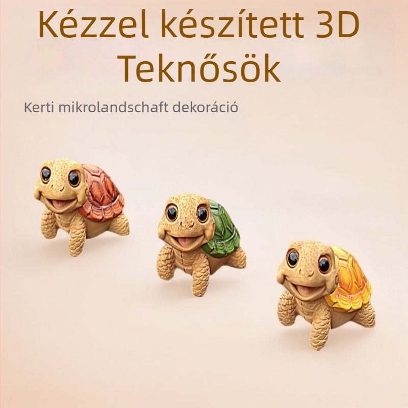 Gyanta teknős bonsai kerti dekoráció, pasztorális stílusú mini táj, karton csomagolás