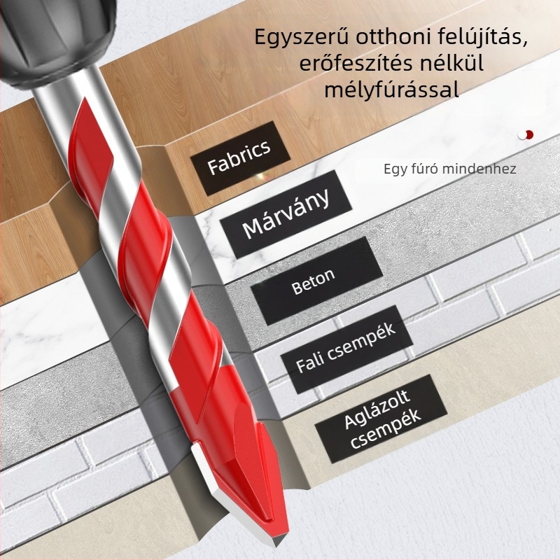Delixi excentrikus fúróbit hexagonális szárú és döntött fejű, ütvefúráshoz kemény anyagokra: beton, cement, kerámia