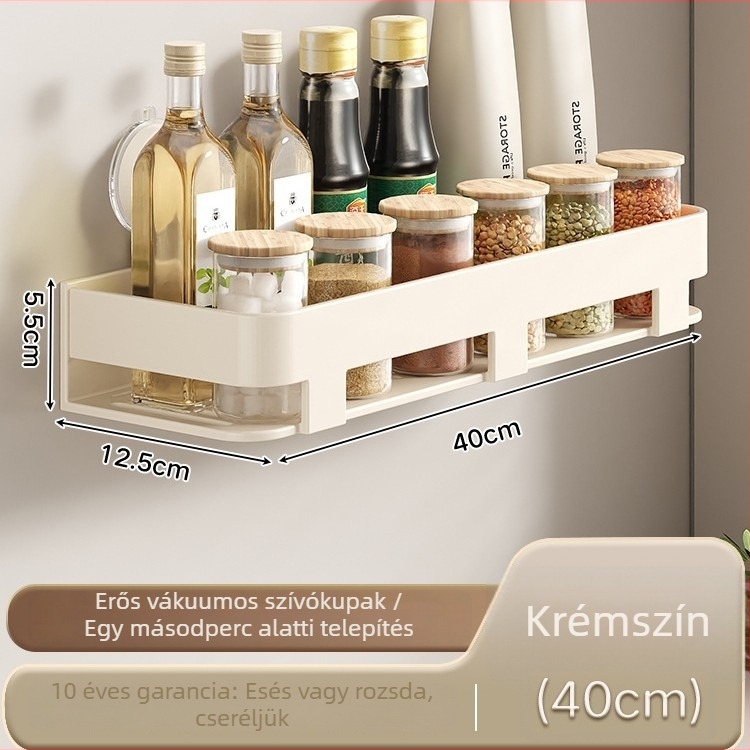 Fali Konyhai Tároló Szívócsésze Rendszerrel, Fúrás Nélkül, Szénacél Anyag, Modern Minimalista Rendező