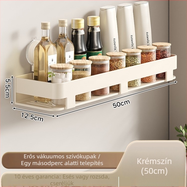 Fali Konyhai Tároló Szívócsésze Rendszerrel, Fúrás Nélkül, Szénacél Anyag, Modern Minimalista Rendező
