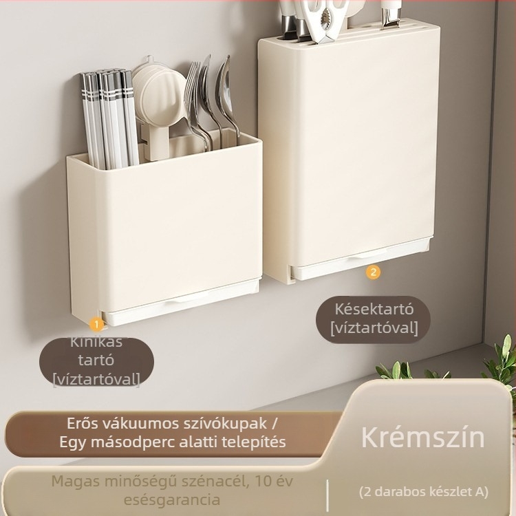 Fali Konyhai Tároló Szívócsésze Rendszerrel, Fúrás Nélkül, Szénacél Anyag, Modern Minimalista Rendező
