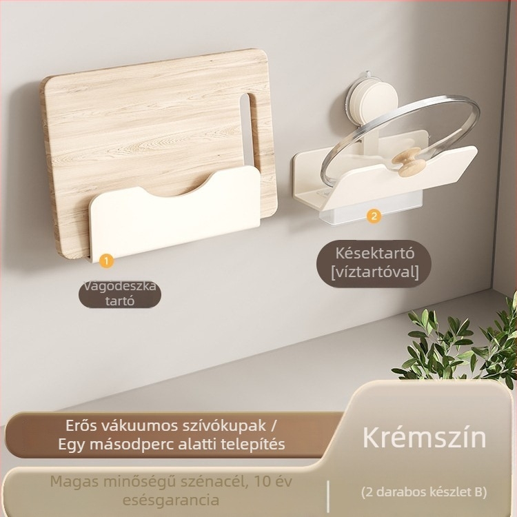 Fali Konyhai Tároló Szívócsésze Rendszerrel, Fúrás Nélkül, Szénacél Anyag, Modern Minimalista Rendező