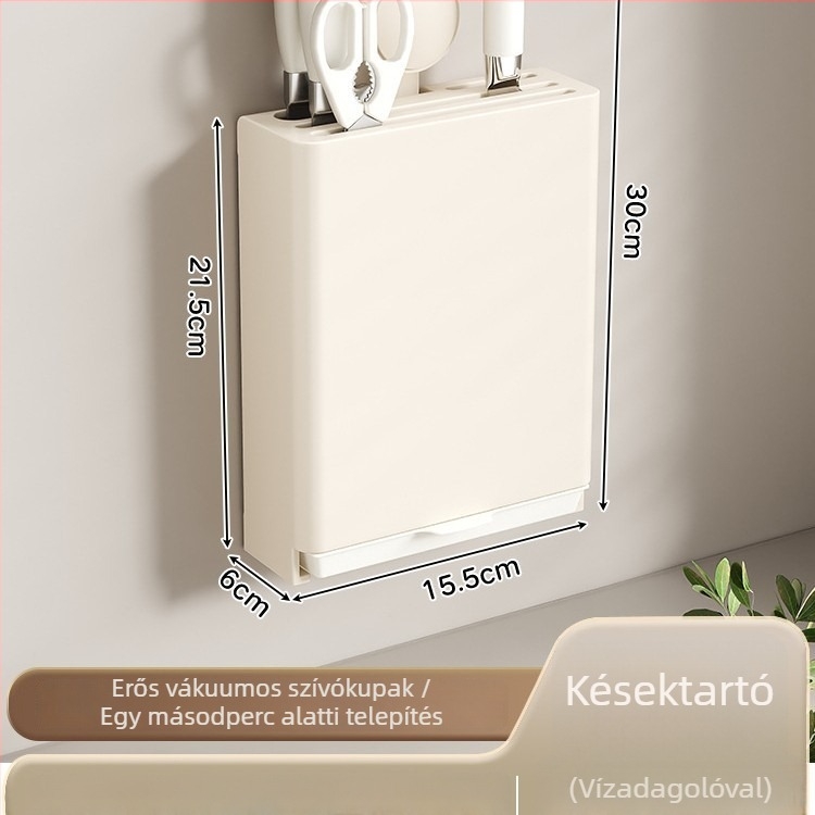 Fali Konyhai Tároló Szívócsésze Rendszerrel, Fúrás Nélkül, Szénacél Anyag, Modern Minimalista Rendező