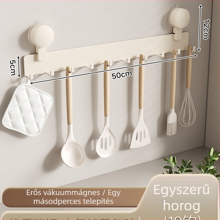 Fali Konyhai Tároló Szívócsésze Rendszerrel, Fúrás Nélkül, Szénacél Anyag, Modern Minimalista Rendező