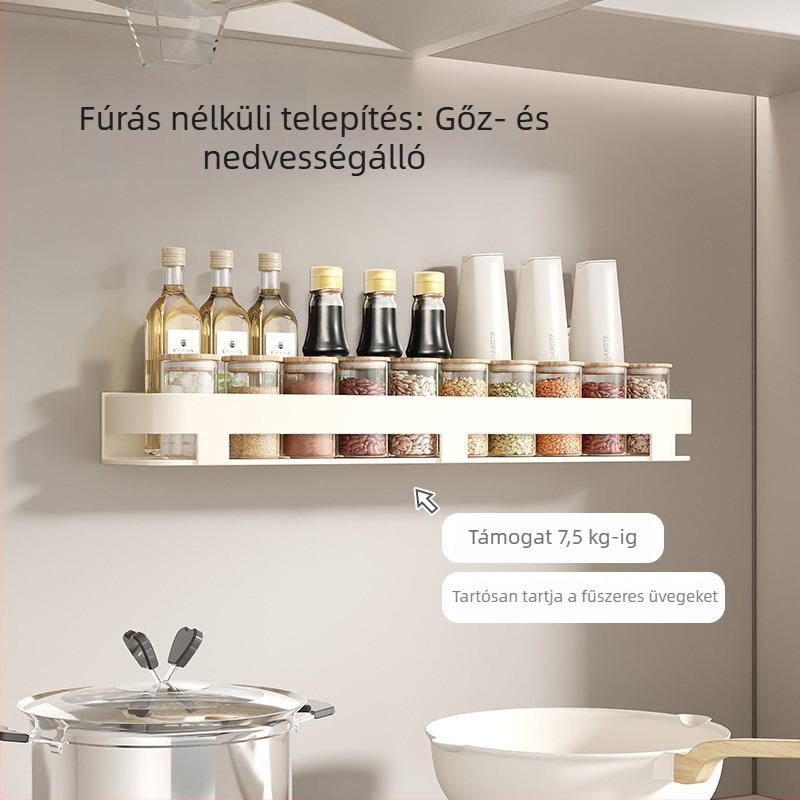 Fali Konyhai Tároló Szívócsésze Rendszerrel, Fúrás Nélkül, Szénacél Anyag, Modern Minimalista Rendező