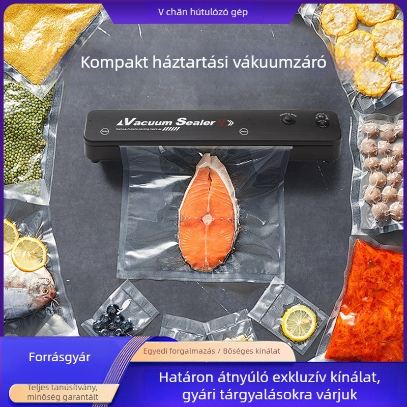Kompakt háztartási vákuumzáró gép, teljesen automatikus élelmiszercsomagolás és frissesség megőrzése