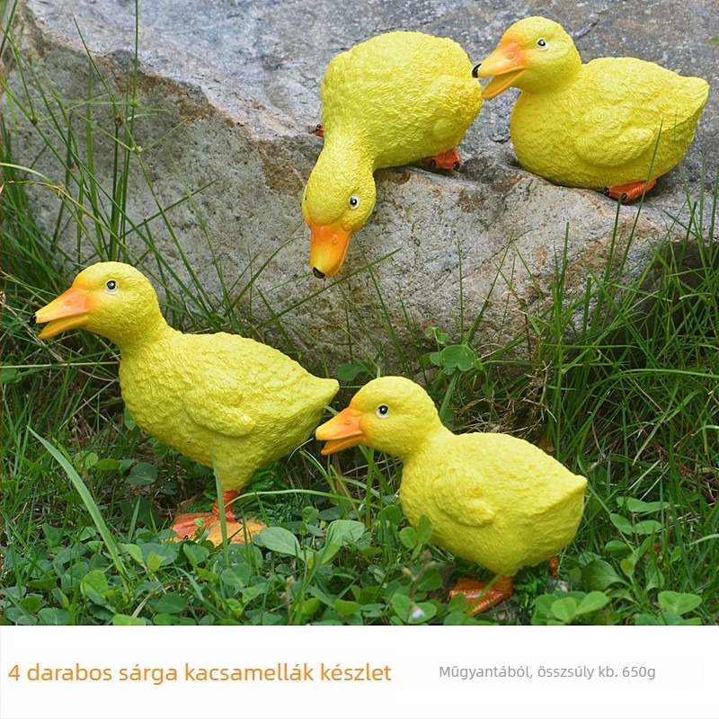 Kerti kacsa dísz műgyantából, pastoriális stílusú állatmotívum
