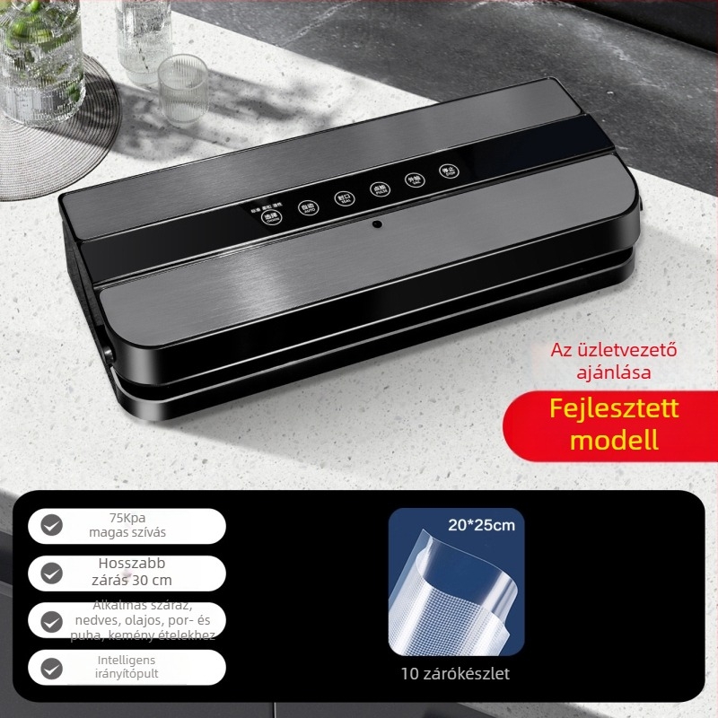 Vákuumcsomagoló készülék, ABS ház, 110W, 220V, Modell 01, Kapacitás >2000 ml