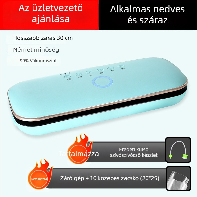 Vákuumcsomagoló készülék, ABS ház, 110W, 220V, Modell 01, Kapacitás >2000 ml