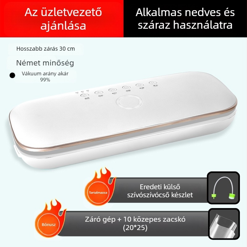 Vákuumcsomagoló készülék, ABS ház, 110W, 220V, Modell 01, Kapacitás >2000 ml