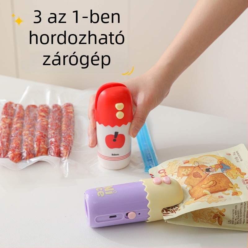 Három az egyben hordozható vákuumzáró készülék otthoni élelmiszer-csomagoláshoz — Márka: Yili, Modell: YL021, Csomagolás: 100 db/doboz, Stílus: Modern Minimalista