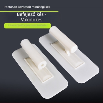 Plasztikus spatula diatomás díszvakolathoz – falak simítására szolgáló eszköz; Márka Hengdi, Modell 1104; Alaplemez anyaga: rozsdamentes acél; Fogantyú anyaga: műanyag; Alkalmazás: dekoráció