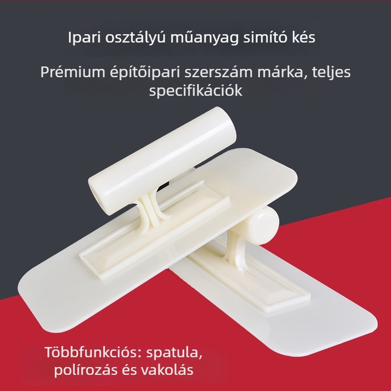 Plasztikus spatula diatomás díszvakolathoz – falak simítására szolgáló eszköz; Márka Hengdi, Modell 1104; Alaplemez anyaga: rozsdamentes acél; Fogantyú anyaga: műanyag; Alkalmazás: dekoráció