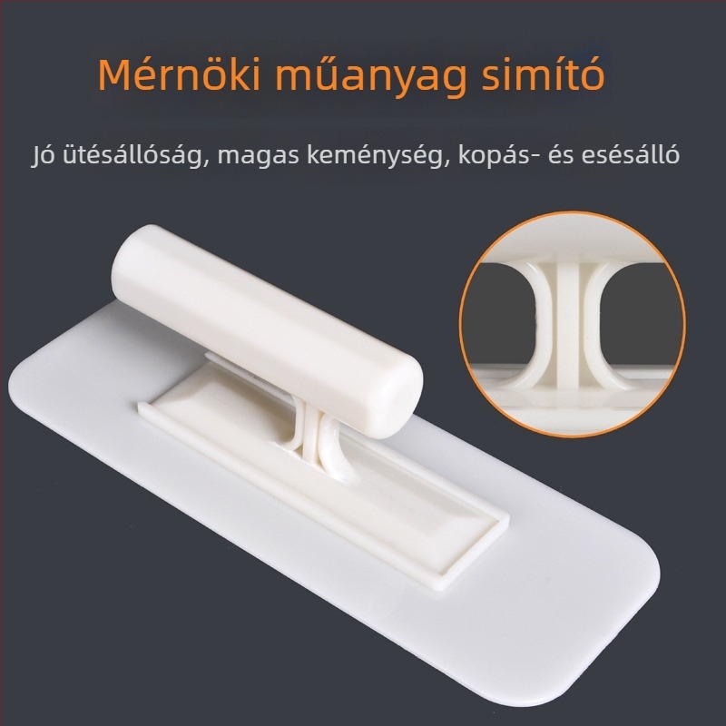 Plasztikus spatula diatomás díszvakolathoz – falak simítására szolgáló eszköz; Márka Hengdi, Modell 1104; Alaplemez anyaga: rozsdamentes acél; Fogantyú anyaga: műanyag; Alkalmazás: dekoráció