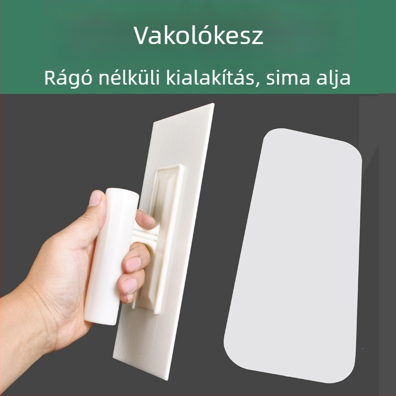 Plasztikus spatula diatomás díszvakolathoz – falak simítására szolgáló eszköz; Márka Hengdi, Modell 1104; Alaplemez anyaga: rozsdamentes acél; Fogantyú anyaga: műanyag; Alkalmazás: dekoráció