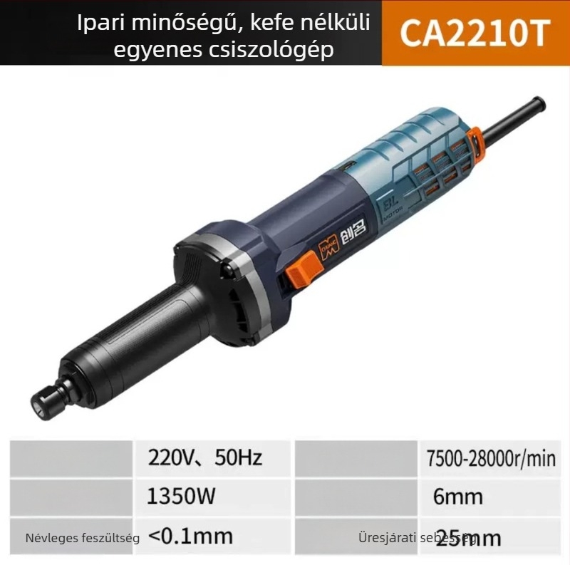 Szénkefe nélküli elektromos csiszoló, 1350W, kézi használat, csiszolás és polírozás, gravírozás és vágás, egyenes csiszoló