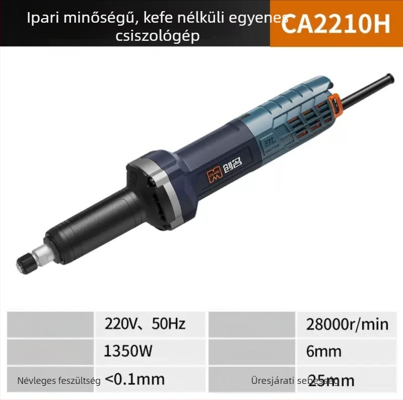Szénkefe nélküli elektromos csiszoló, 1350W, kézi használat, csiszolás és polírozás, gravírozás és vágás, egyenes csiszoló