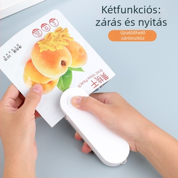Snack lezáró készülék, hordozható mini, 5V/2,5W, 18650-es újratölthető elem, ABS ház, modell MR-F102