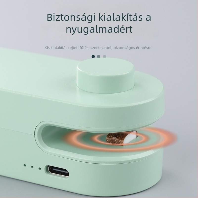 Snack lezáró készülék, hordozható mini, 5V/2,5W, 18650-es újratölthető elem, ABS ház, modell MR-F102