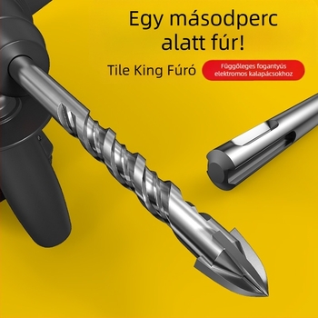 Csempéhez való fúró bit wolfrám ötvözet, négyélű, kerek fogantyúval, háromszög alakú hegylal, ütő-fúráshoz kompatibilis