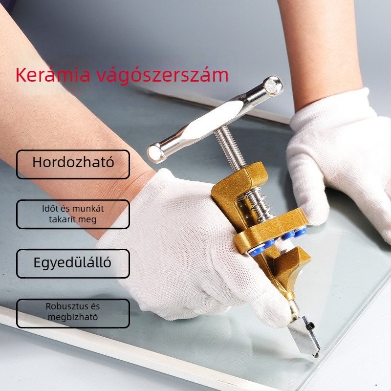 T-típusú toló kés üveg- és kerámiacsempékhez, kézi modell, Enjoy márka, vonalvágáshoz