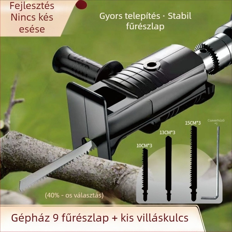 Fúróból recíprokus fűrész átalakító fej – műanyag, háztartási használat, univerzális faipari felhasználás, többfunkciós vágás