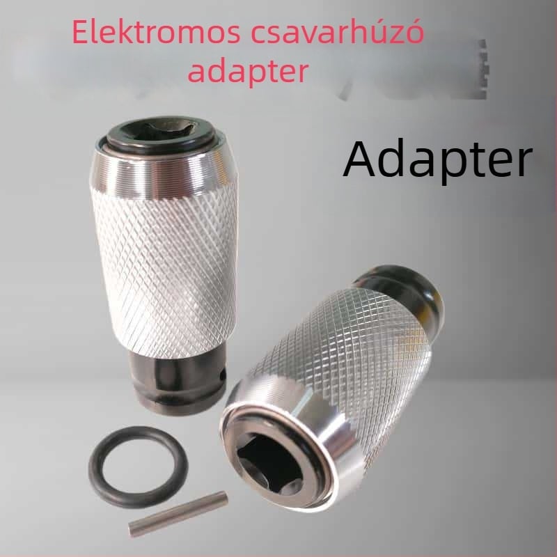 Fúrófej-konverziós adapter — négyszögletes és körös tengely, négylyukú fej, 1/2 hüvelyk az ütőfejhez, szénacél