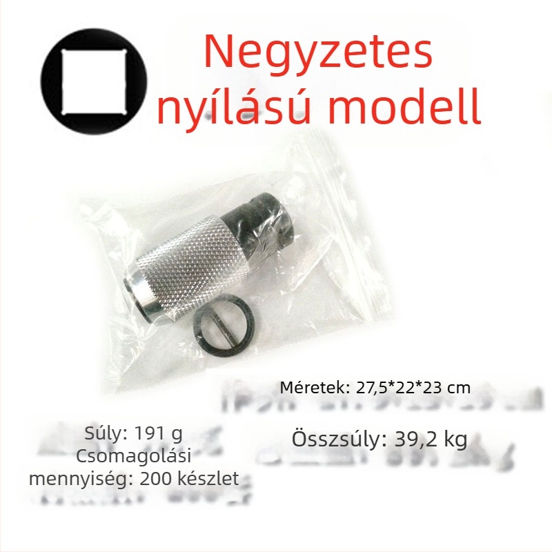 Fúrófej-konverziós adapter — négyszögletes és körös tengely, négylyukú fej, 1/2 hüvelyk az ütőfejhez, szénacél