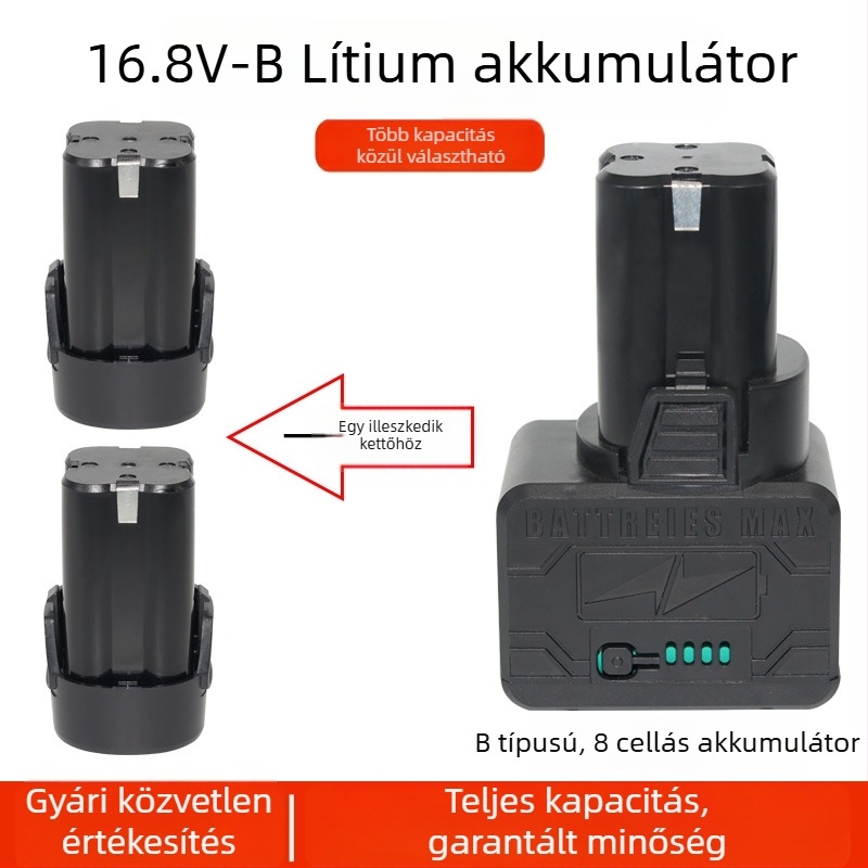 16.8V vezeték nélküli kézi fúró Li-ion akkumulátorral, autómosó vízpisztollyal, pisztoly fogású fúró és 18V elektromos csavarhúzó