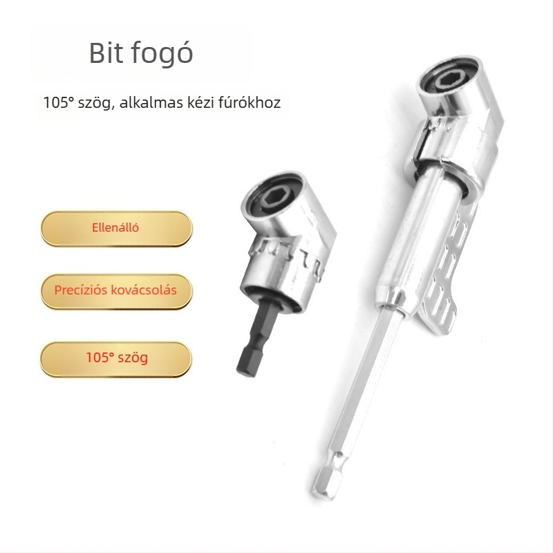 105°-os szögű bit adapter hosszabbító szárakkal és univerzális csuklós csatlakozással fúrókhoz keskeny helyeken • Márka: ZHCY • Anyag: 40 chrome