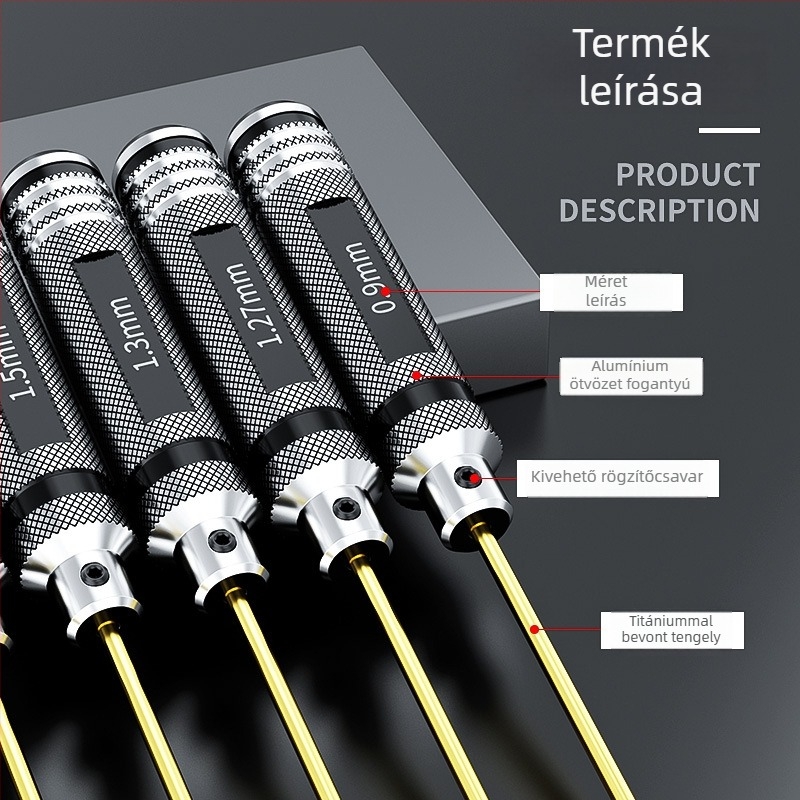 Repülőmodell hatszögletű csavarhúzó- és kulcskészlet, mágneses, HSS acélból