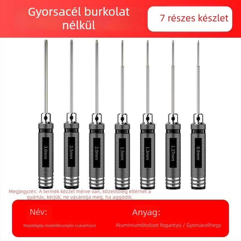 Repülőmodell hatszögletű csavarhúzó- és kulcskészlet, mágneses, HSS acélból