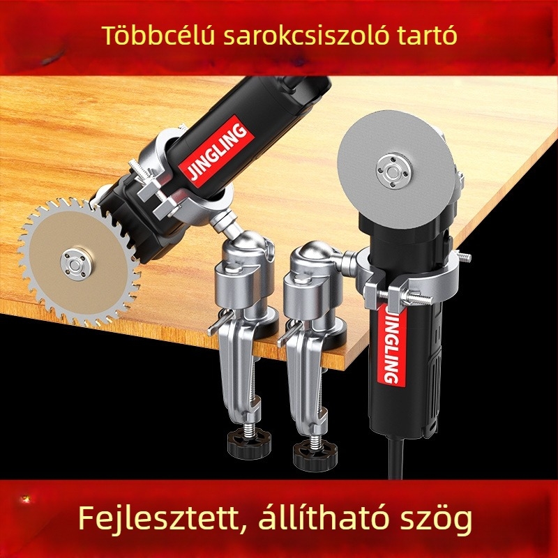 Univerzális tartó sarokcsiszolóhoz forgó rögzítéssel – tartó polírozóhoz/fúróhoz, Jingling acél