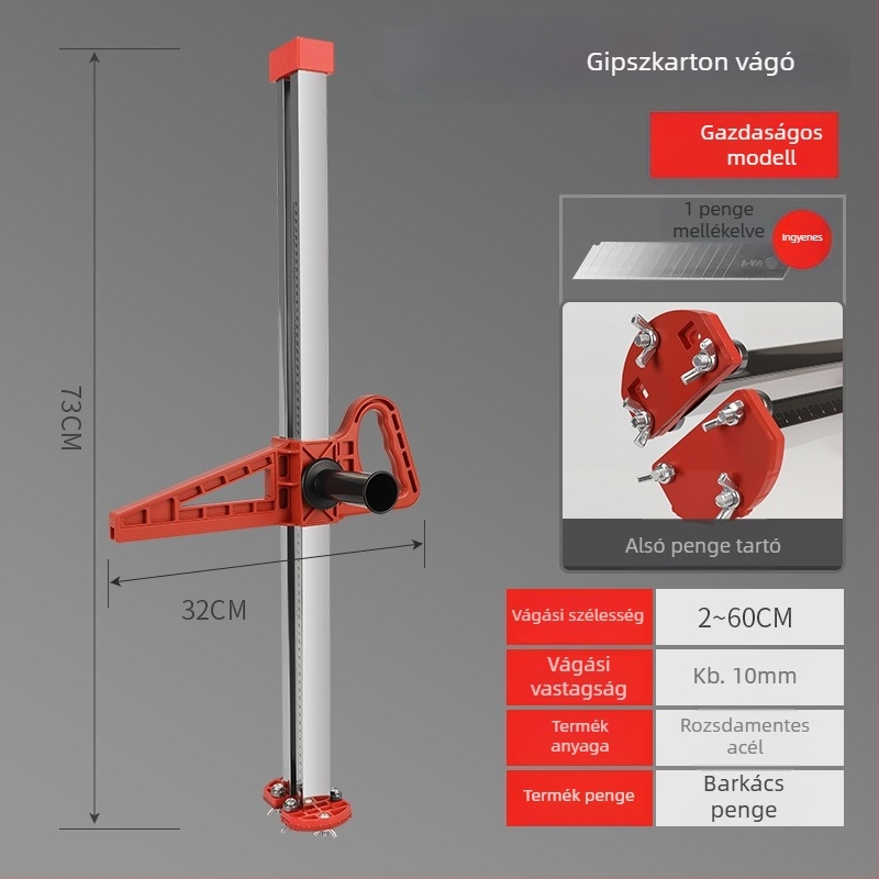 Pormentes gipszkarton vágó kés, magas pontosságú, rozsdamentes acélból, összecsukható