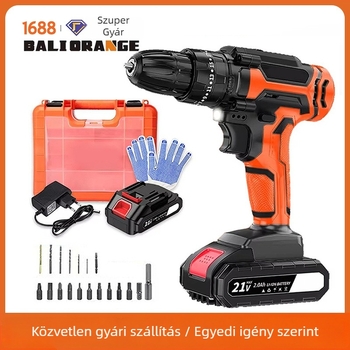 21V vezeték nélküli ütvefúró-csavarbehajtó, többfokozatú sebességszabályozás, önzáró tokmány, betonhoz és műanyaghoz