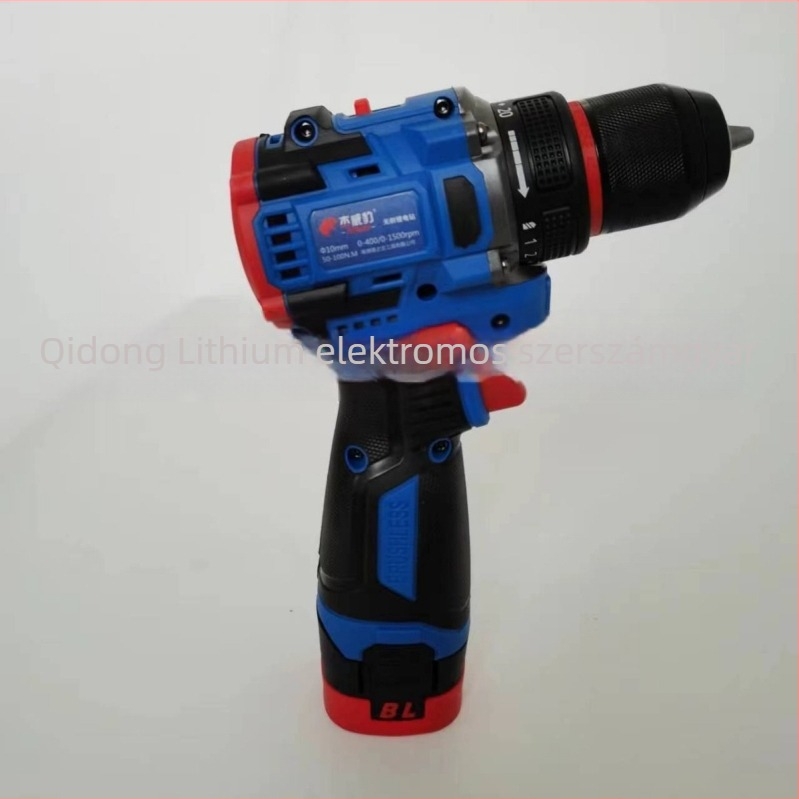 Brushless akkumulátoros fúró 18V, többszörös funkcióval, tokmányos, előre-hátra, állítható sebesség