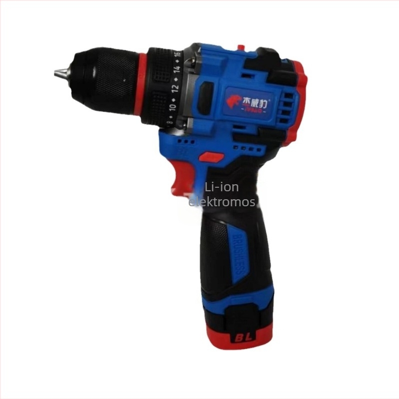 Brushless akkumulátoros fúró 18V, többszörös funkcióval, tokmányos, előre-hátra, állítható sebesség