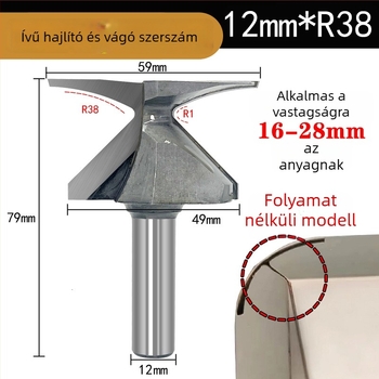 Faipari marófej ívelt körív formázóval, integrált vágóéllel; kompatibilis CNC és gravíró gépekkel; alkalmas fa, MDF, szintetikus lemezek és laminált felületekhez.