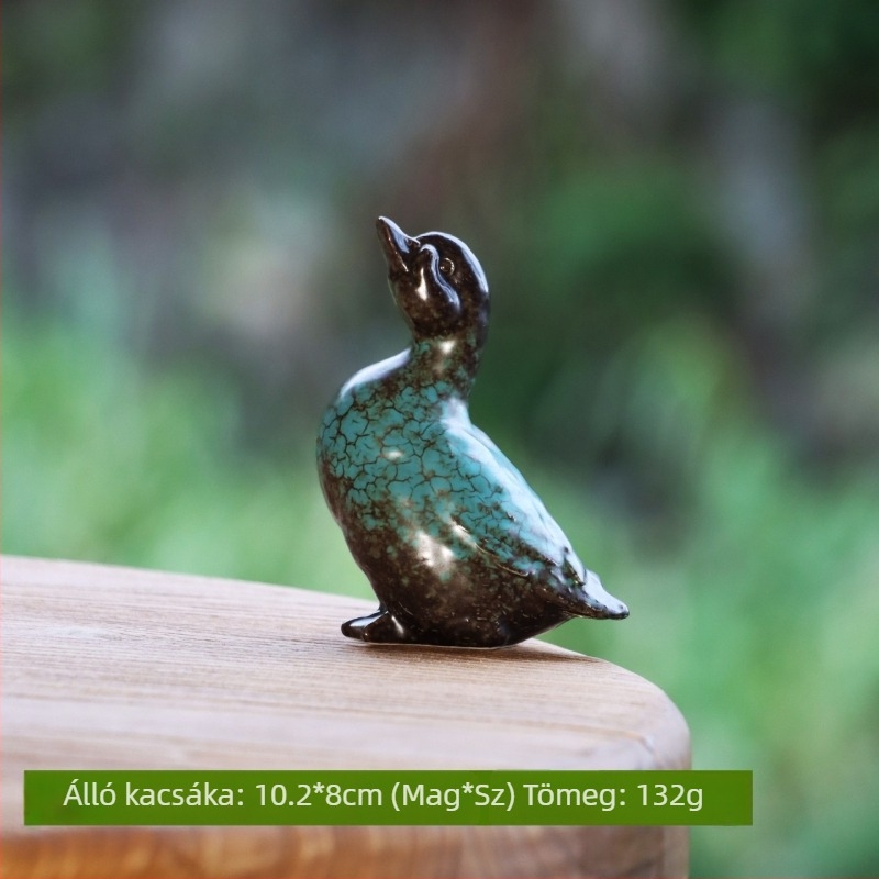 Kerámia Tea Pet kacsa a kertbe - dekoratív dar modern minimalista stílusban, mázas felület, anyag: kerámia, technika: kemencében égetés, Importált: Nem