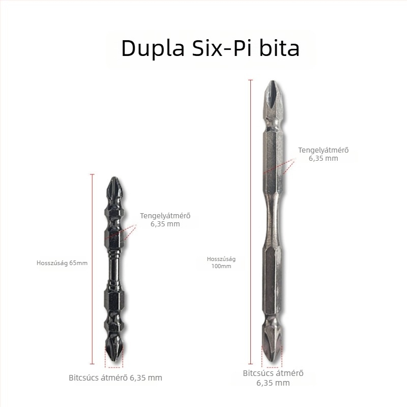 Az S2-esztergaacélból készült bitkészlet elektromos fúróhoz és csavarhúzóhoz, dupla Philips bitek, magas keménység, erős mágnes, csúszásmentes