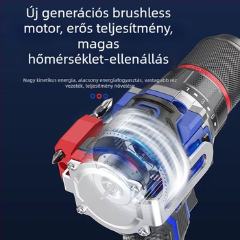 Akkumulátoros kalapácsfúró brushless motorral, 3-szájú tokmány, Li-ion akkumulátor, 48 V-ig, előre és hátra forgás