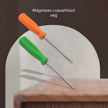 Ajtócsengő szétszereléséhez készült csavarhúzó készlet T6 és T15 bitekkel, mágneses, S2-es ötvözetű eszközacél, 30 g, 16 darab csavar mellékelve