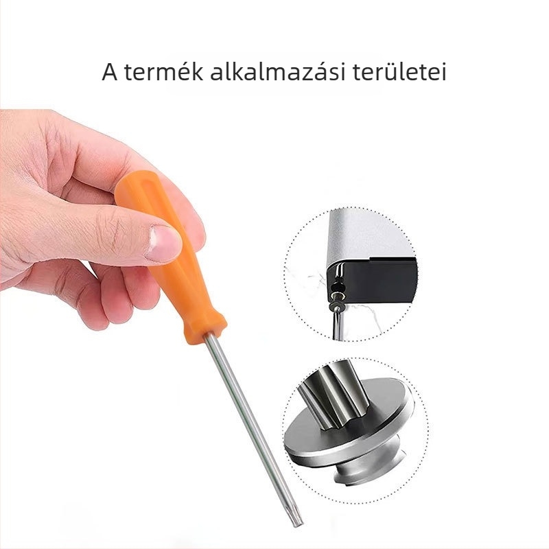 Ajtócsengő szétszereléséhez készült csavarhúzó készlet T6 és T15 bitekkel, mágneses, S2-es ötvözetű eszközacél, 30 g, 16 darab csavar mellékelve