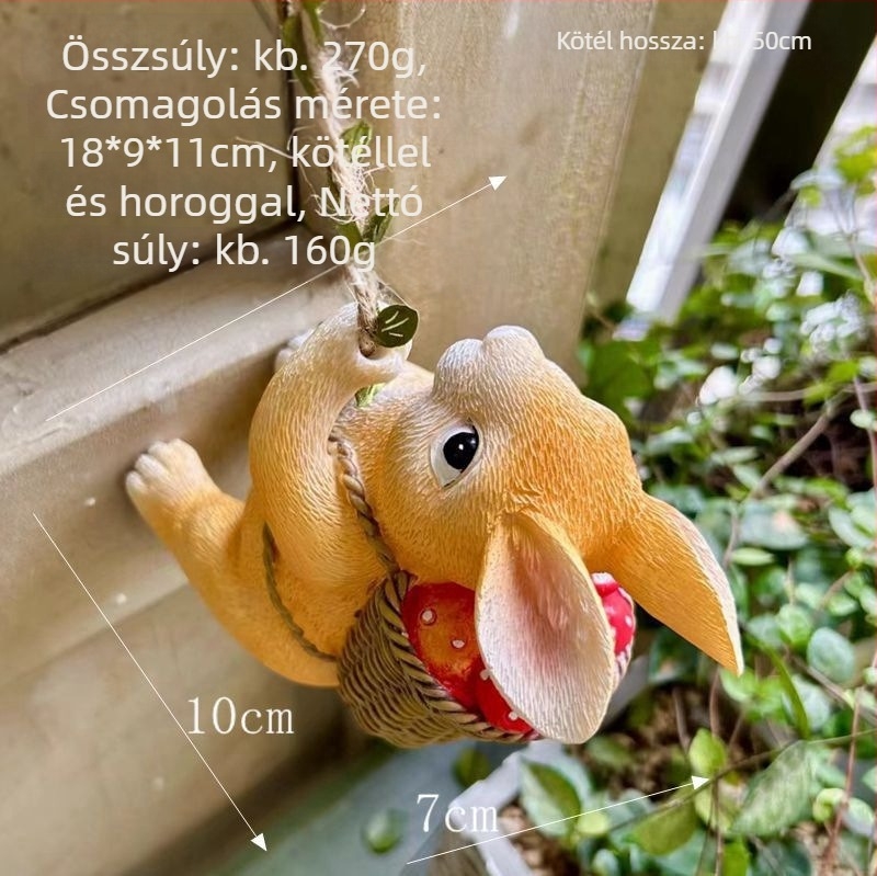 Műgyanta nyúl falra akasztható szobor – kert kültéri dekoráció
