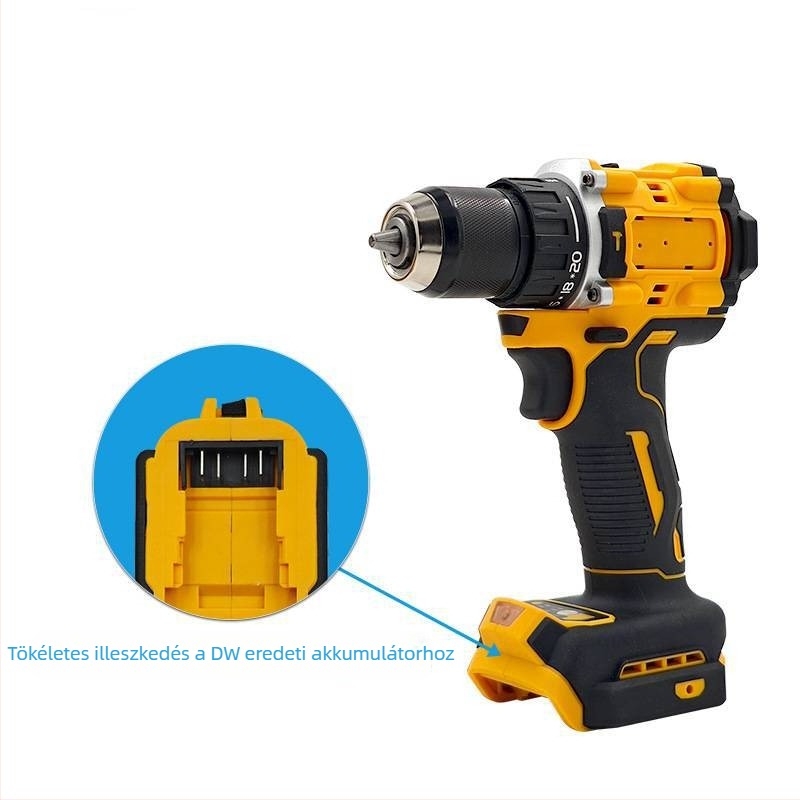 Akkumulátoros brushless motoros kézi fúró és csavarhúzó készlet, többfokozatú, önzáró chuck, max. fúróátmérő 10 mm