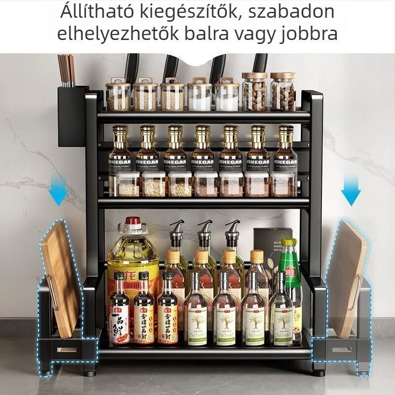 Connis konyhai polc a pultra – többfunkciós, szénacélból készült, modern minimalist stílus, 2024-ben piacra került