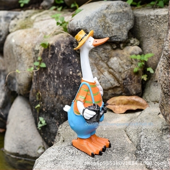 Pastorális stílusú kacsa kert dísz, gyanta műalkotás, kültéri dekoráció, húsvétra alkalmas