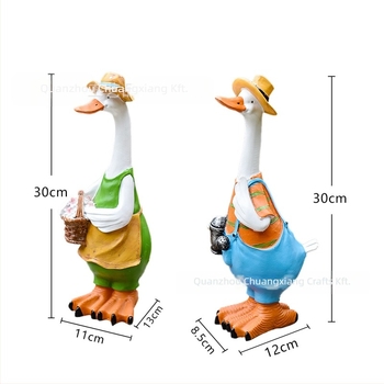 Pastorális stílusú kacsa kert dísz, gyanta műalkotás, kültéri dekoráció, húsvétra alkalmas