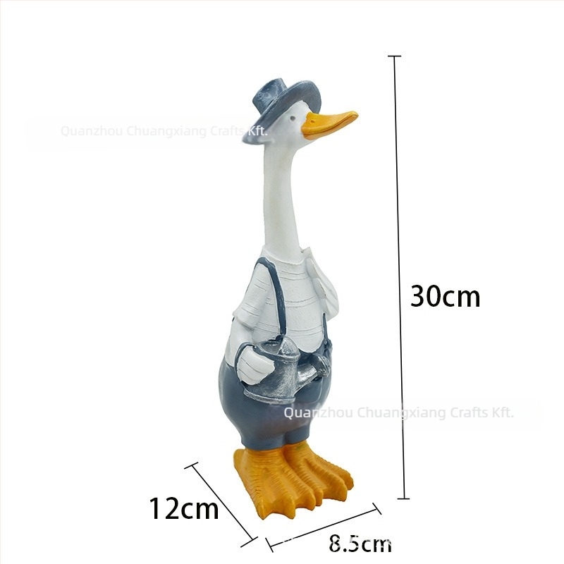 Pastorális stílusú kacsa kert dísz, gyanta műalkotás, kültéri dekoráció, húsvétra alkalmas